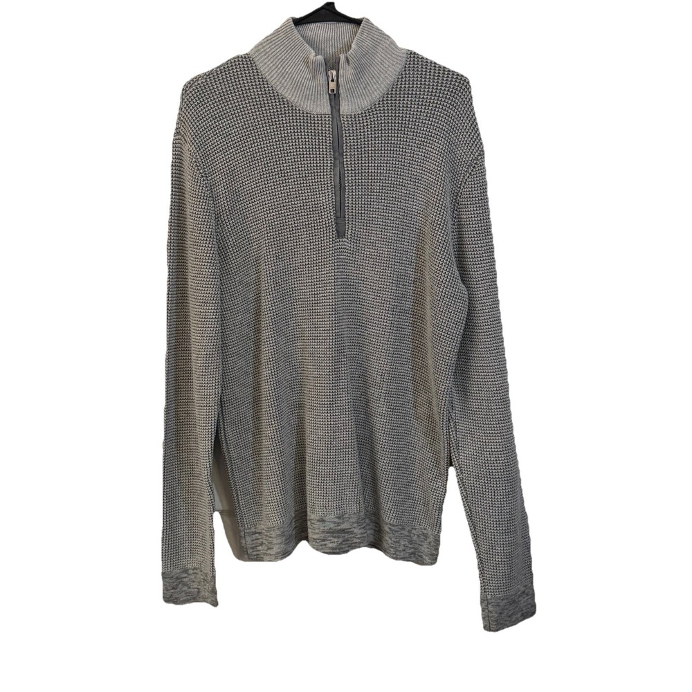 Calvin Klein 1/4 Zip Mock Knit Sweater Mens Size Large Gray